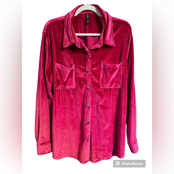 Two Fly Tops - Velvety Pink Button Up top